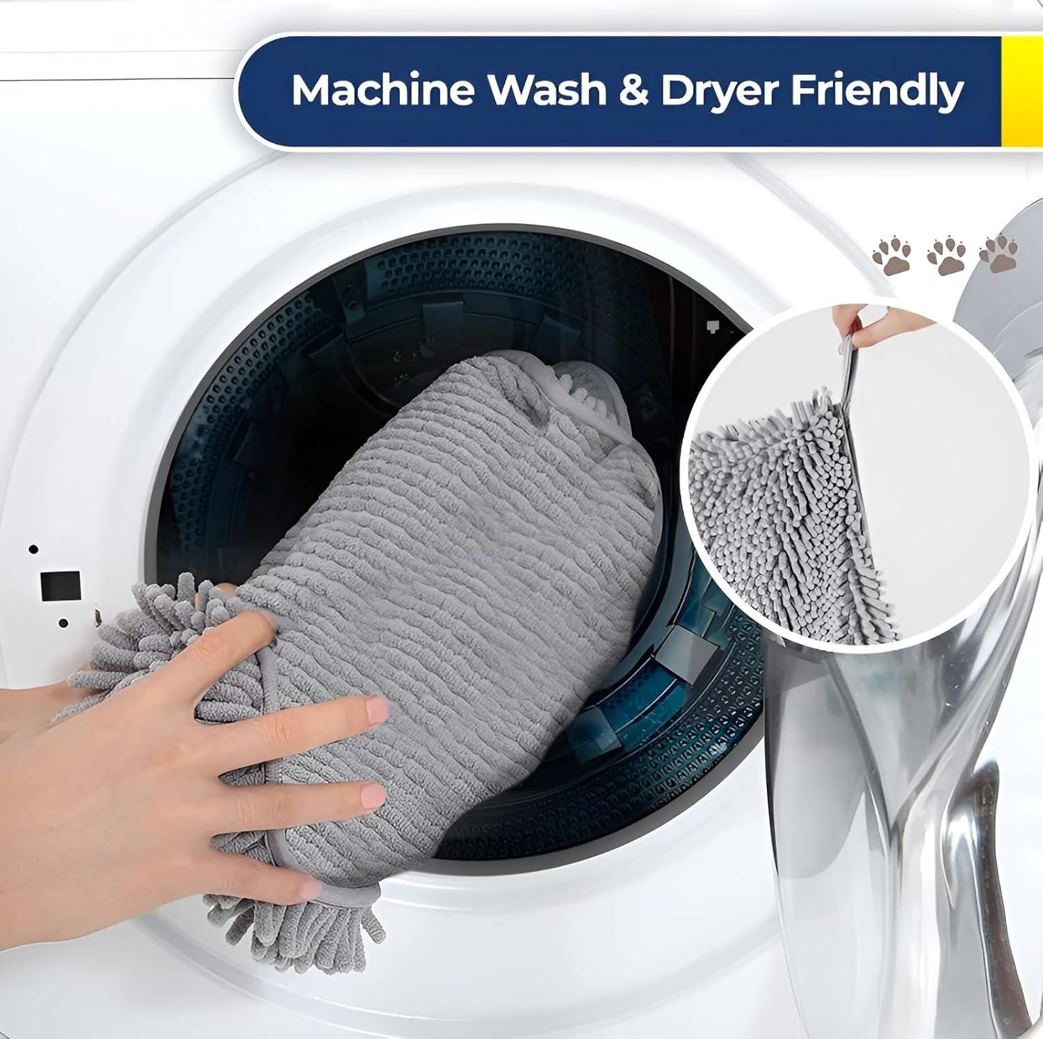 imageMuddy Mat Doggy Dryer Highly Absorbent Microfiber Washable Dog Shammy Quick Drying Towel Absorber Extra Soft Plush Wrap Chenille Bath Towels to Dry Soggy Large Pets ampamp Small Puppy BeigeGrey