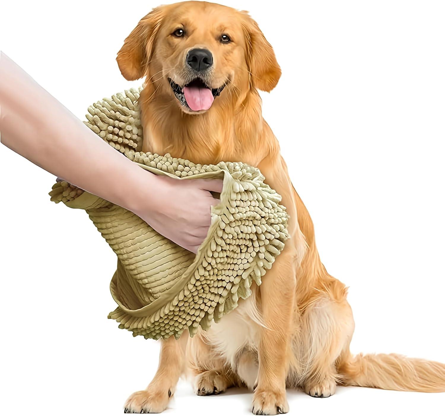imageMuddy Mat Doggy Dryer Highly Absorbent Microfiber Washable Dog Shammy Quick Drying Towel Absorber Extra Soft Plush Wrap Chenille Bath Towels to Dry Soggy Large Pets ampamp Small Puppy BeigeBeige