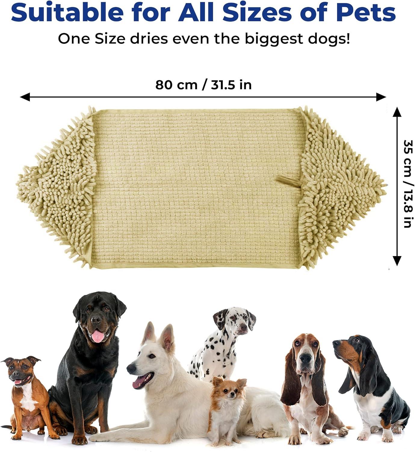 imageMuddy Mat Doggy Dryer Highly Absorbent Microfiber Washable Dog Shammy Quick Drying Towel Absorber Extra Soft Plush Wrap Chenille Bath Towels to Dry Soggy Large Pets ampamp Small Puppy BeigeBeige