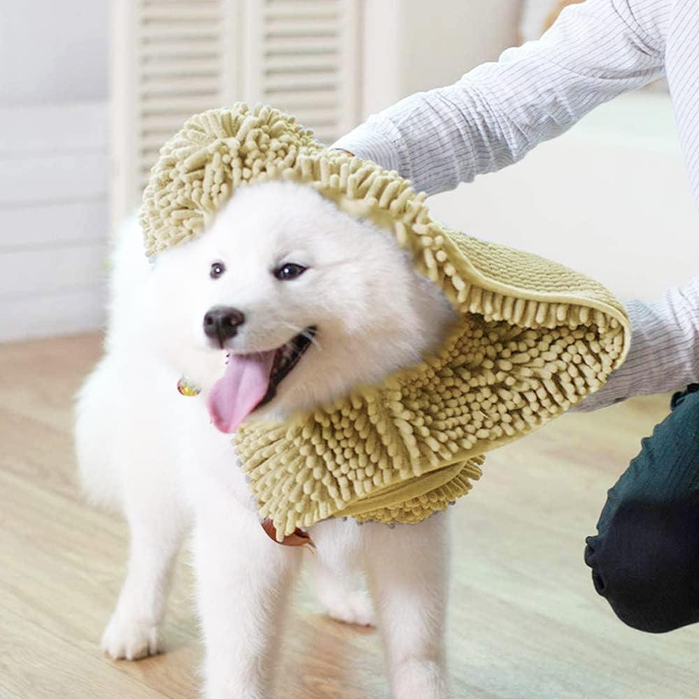 imageMuddy Mat Doggy Dryer Highly Absorbent Microfiber Washable Dog Shammy Quick Drying Towel Absorber Extra Soft Plush Wrap Chenille Bath Towels to Dry Soggy Large Pets ampamp Small Puppy BeigeBeige