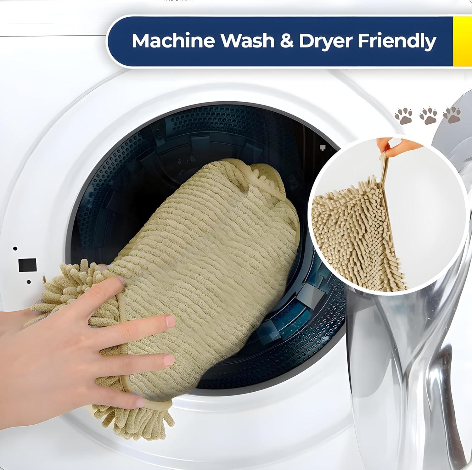 imageMuddy Mat Doggy Dryer Highly Absorbent Microfiber Washable Dog Shammy Quick Drying Towel Absorber Extra Soft Plush Wrap Chenille Bath Towels to Dry Soggy Large Pets ampamp Small Puppy BeigeBeige