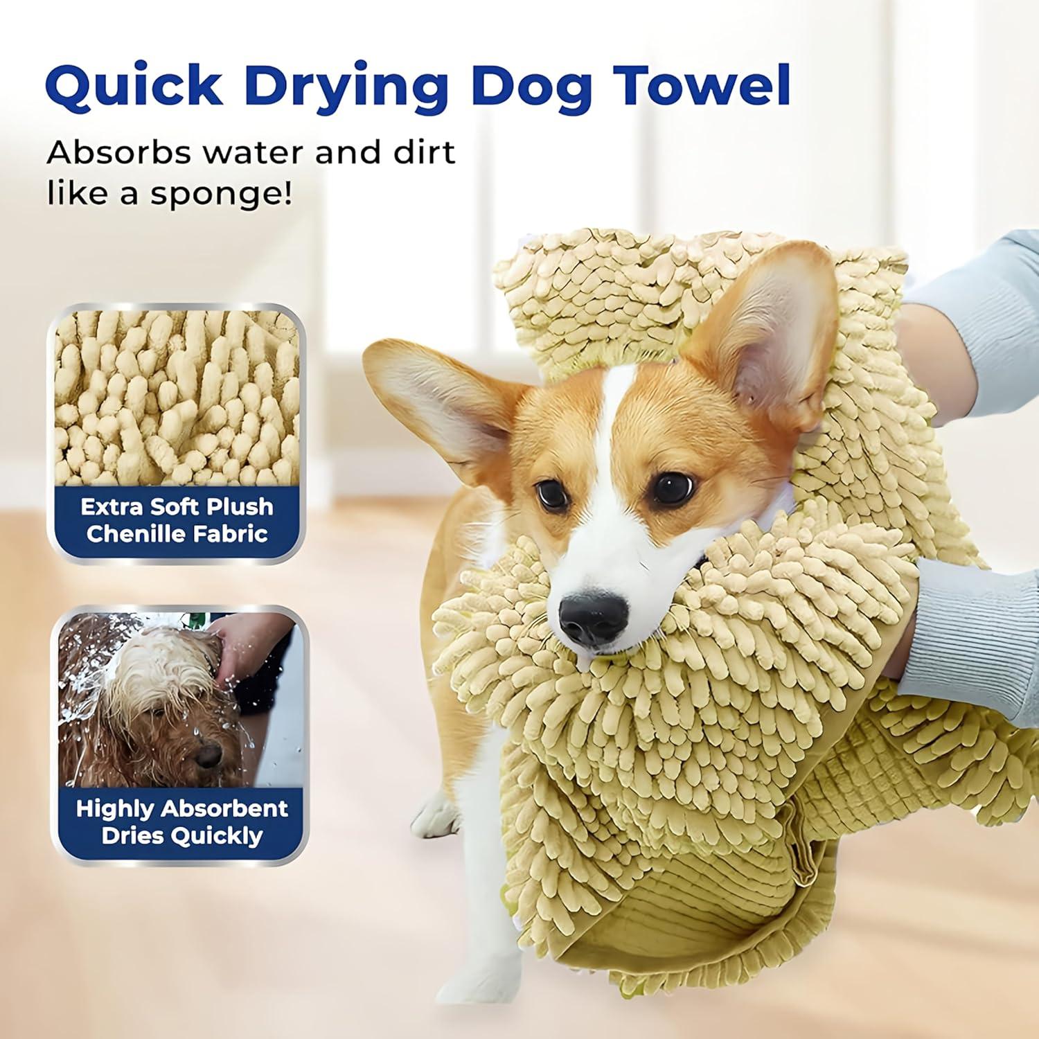 imageMuddy Mat Doggy Dryer Highly Absorbent Microfiber Washable Dog Shammy Quick Drying Towel Absorber Extra Soft Plush Wrap Chenille Bath Towels to Dry Soggy Large Pets ampamp Small Puppy BeigeBeige