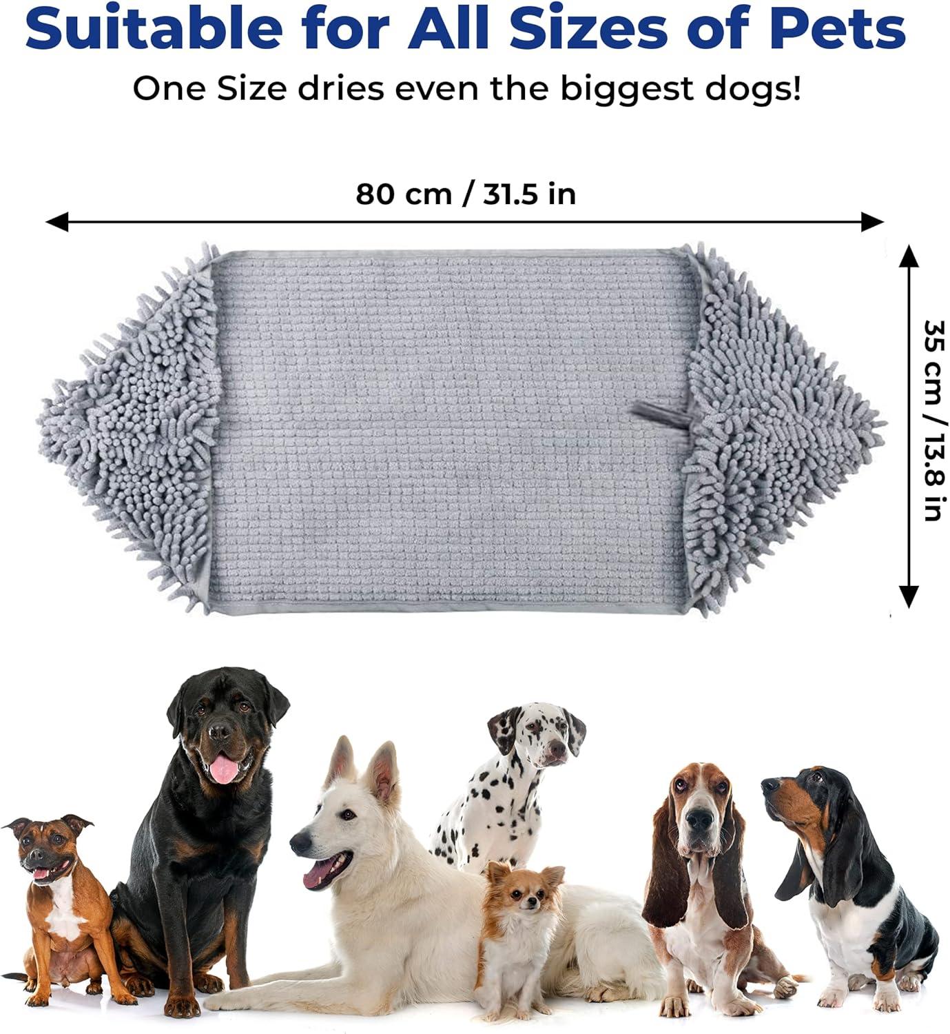 imageMuddy Mat Doggy Dryer Highly Absorbent Microfiber Washable Dog Shammy Quick Drying Towel Absorber Extra Soft Plush Wrap Chenille Bath Towels to Dry Soggy Large Pets ampamp Small Puppy BeigeGrey