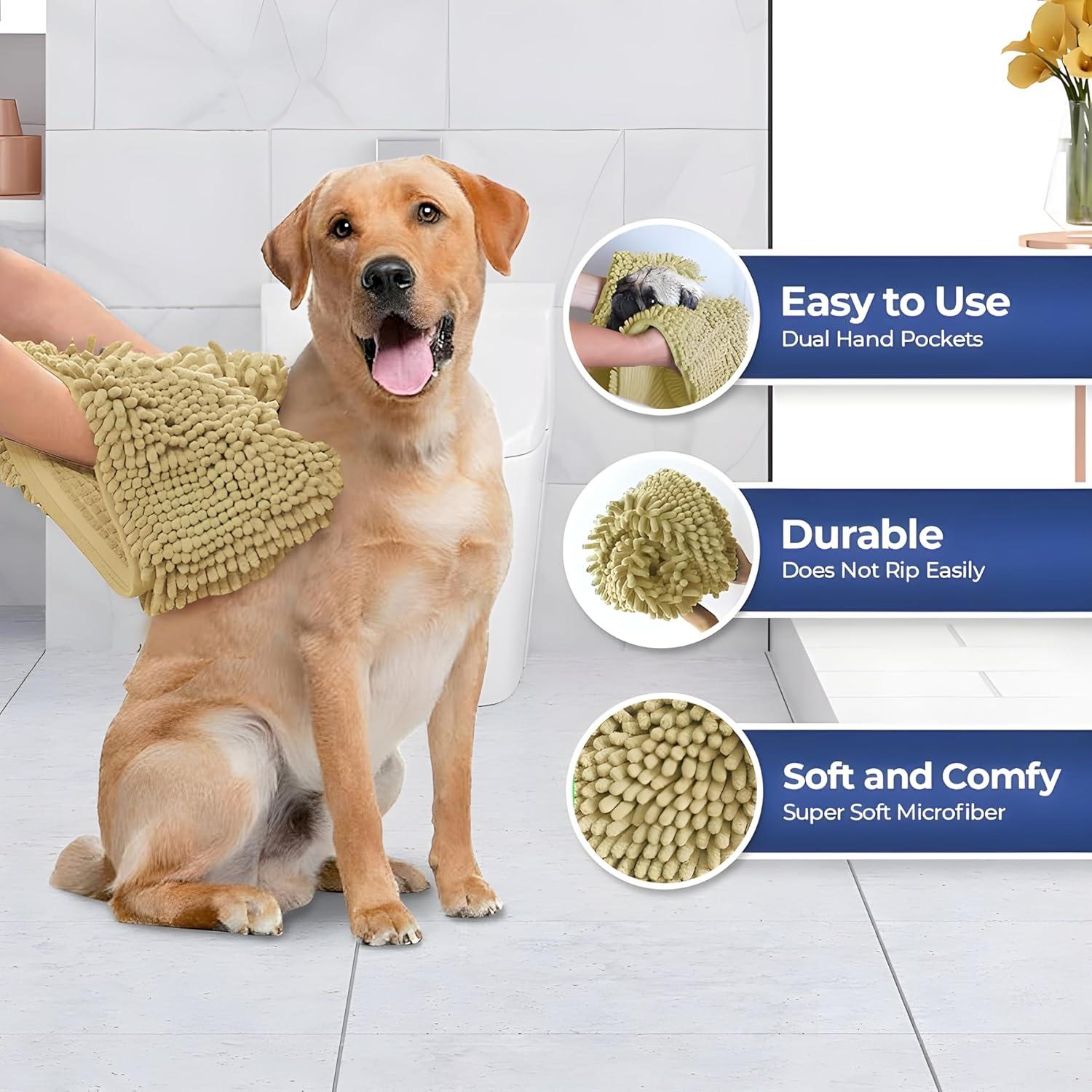 imageMuddy Mat Doggy Dryer Highly Absorbent Microfiber Washable Dog Shammy Quick Drying Towel Absorber Extra Soft Plush Wrap Chenille Bath Towels to Dry Soggy Large Pets ampamp Small Puppy BeigeBeige