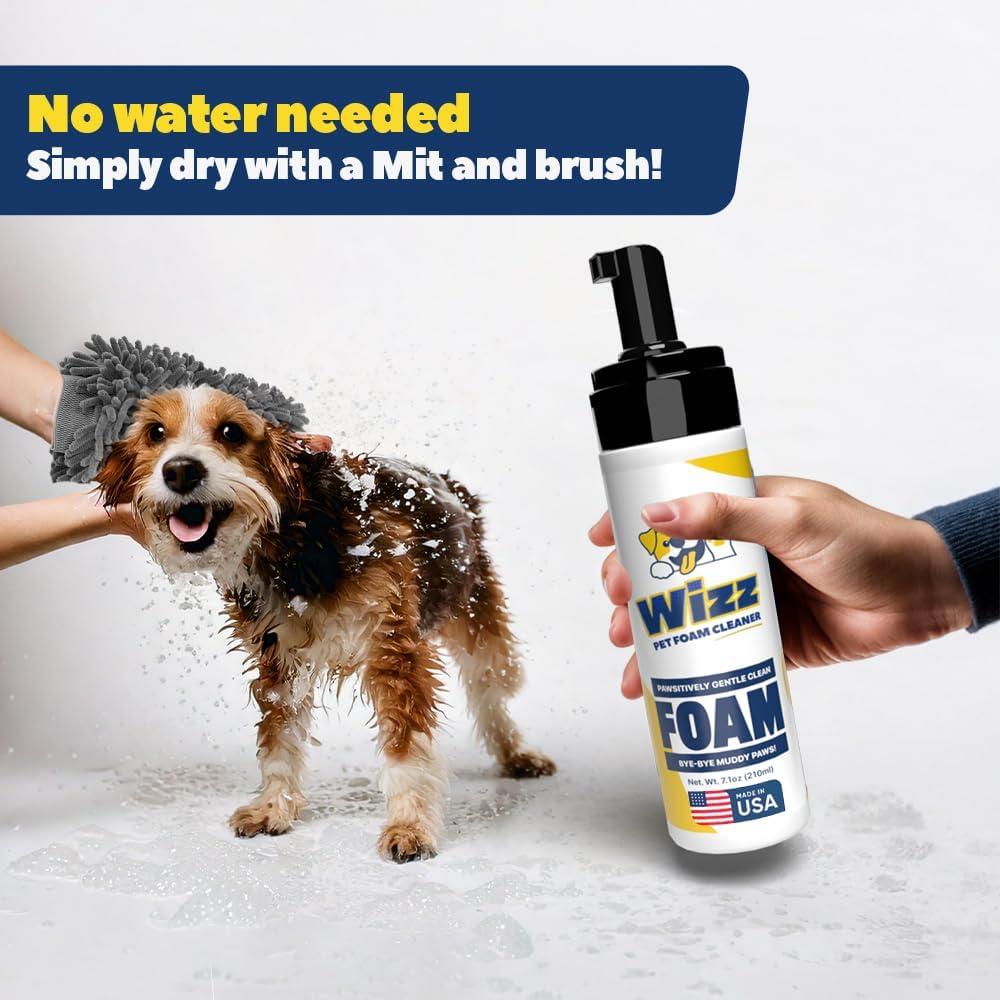 imageMuddy Mat Wizz Dog Paw Foam NoRinse Pet Cleaner for Dogs Large ampamp Small Paw Dog Cleanser Portable Grooming Solution 7 fl ozBottleMitt