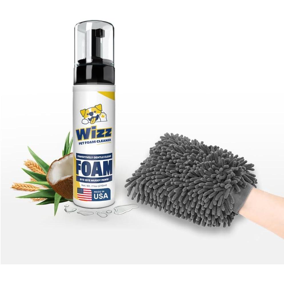 imageMuddy Mat Wizz Dog Paw Foam NoRinse Pet Cleaner for Dogs Large ampamp Small Paw Dog Cleanser Portable Grooming Solution 7 fl ozBottleMitt