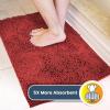 Muddy Mat® 4-Piece Atlantic Blue Medium 30″X19″ AS-SEEN-ON-TV Highly Absorbent Microfiber Door Mat, Bath Mat and Pet Rug, Non Slip Thick Washable, Soft Chenille for Kitchen Bedroom Indoor and Outdoor(Red)