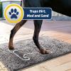 Muddy Mat® Dog Sit Door Embroidery Mat Super Absorbent Microfiber Indoor Outdoor mat for Muddy Paws, Non-Slip Washable Pet Rug, Quick Dry Chenille Entryway Carpet, Machine Washable – Grey 19”x30”(Hot Dog)