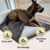 Muddy Mat® Dog Sit Door Embroidery Mat Super Absorbent Microfiber Indoor Outdoor mat for Muddy Paws, Non-Slip Washable Pet Rug, Quick Dry Chenille Entryway Carpet, Machine Washable – Grey 19”x30”(Paw)