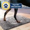 Muddy Mat® Dog Sit Door Embroidery Mat Super Absorbent Microfiber Indoor Outdoor mat for Muddy Paws, Non-Slip Washable Pet Rug, Quick Dry Chenille Entryway Carpet, Machine Washable – Grey 19”x30”(Pet Bowl)