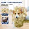 Muddy Mat® Doggy Dryer, Highly Absorbent Microfiber Washable Dog Shammy, Quick Drying Towel Absorber, Extra Soft Plush Wrap Chenille Bath Towels to Dry Soggy Large Pets & Small Puppy – Beige(Beige)