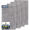 Muddy Mat® 4-Piece Atlantic Blue Medium 30″X19″ AS-SEEN-ON-TV Highly Absorbent Microfiber Door Mat, Bath Mat and Pet Rug, Non Slip Thick Washable, Soft Chenille for Kitchen Bedroom Indoor and Outdoor(Grey)