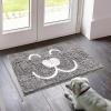 Muddy Mat® Dog Sit Door Embroidery Mat Super Absorbent Microfiber Indoor Outdoor mat for Muddy Paws, Non-Slip Washable Pet Rug, Quick Dry Chenille Entryway Carpet, Machine Washable – Grey 19”x30”(Pet Face)