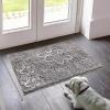Muddy Mat® Dog Sit Door Embroidery Mat Super Absorbent Microfiber Indoor Outdoor mat for Muddy Paws, Non-Slip Washable Pet Rug, Quick Dry Chenille Entryway Carpet, Machine Washable – Grey 19”x30”(Paw)