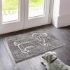 Muddy Mat® Dog Sit Door Embroidery Mat Super Absorbent Microfiber Indoor Outdoor mat for Muddy Paws, Non-Slip Washable Pet Rug, Quick Dry Chenille Entryway Carpet, Machine Washable – Grey 19”x30”(Hot Dog)