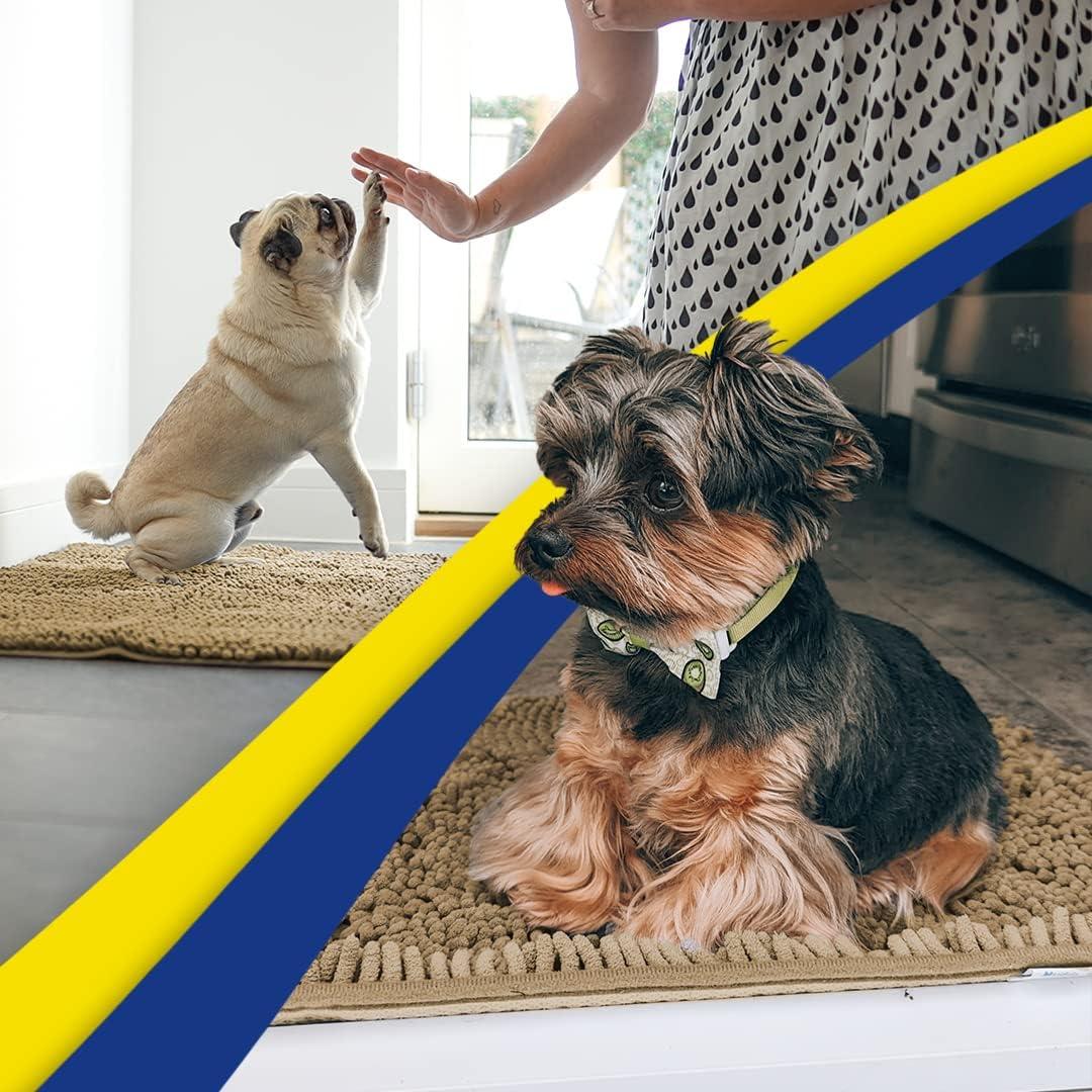 imageMuddy Mat 2Piece Set ASSEENONTV Highly Absorbent Microfiber Door Mat and Pet Rug Non Slip Thick Washable Area Mat Soft Chenille for Kitchen Bathroom Bedroom and Outdoor Grey Small ampamp Medium
