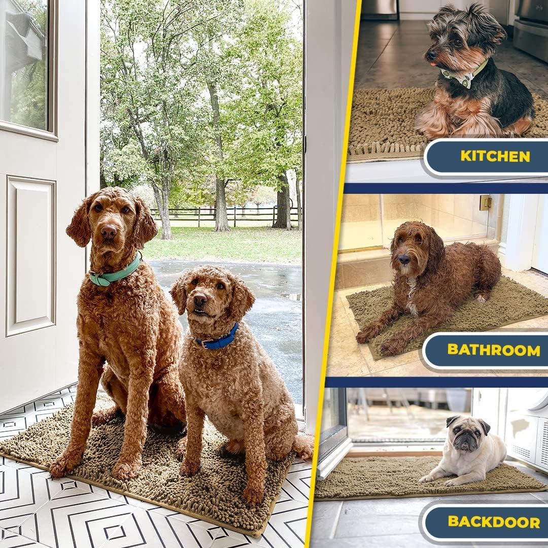imageMuddy Mat 2Piece Set ASSEENONTV Highly Absorbent Microfiber Door Mat and Pet Rug Non Slip Thick Washable Area Mat Soft Chenille for Kitchen Bathroom Bedroom and Outdoor Grey Small ampamp Medium