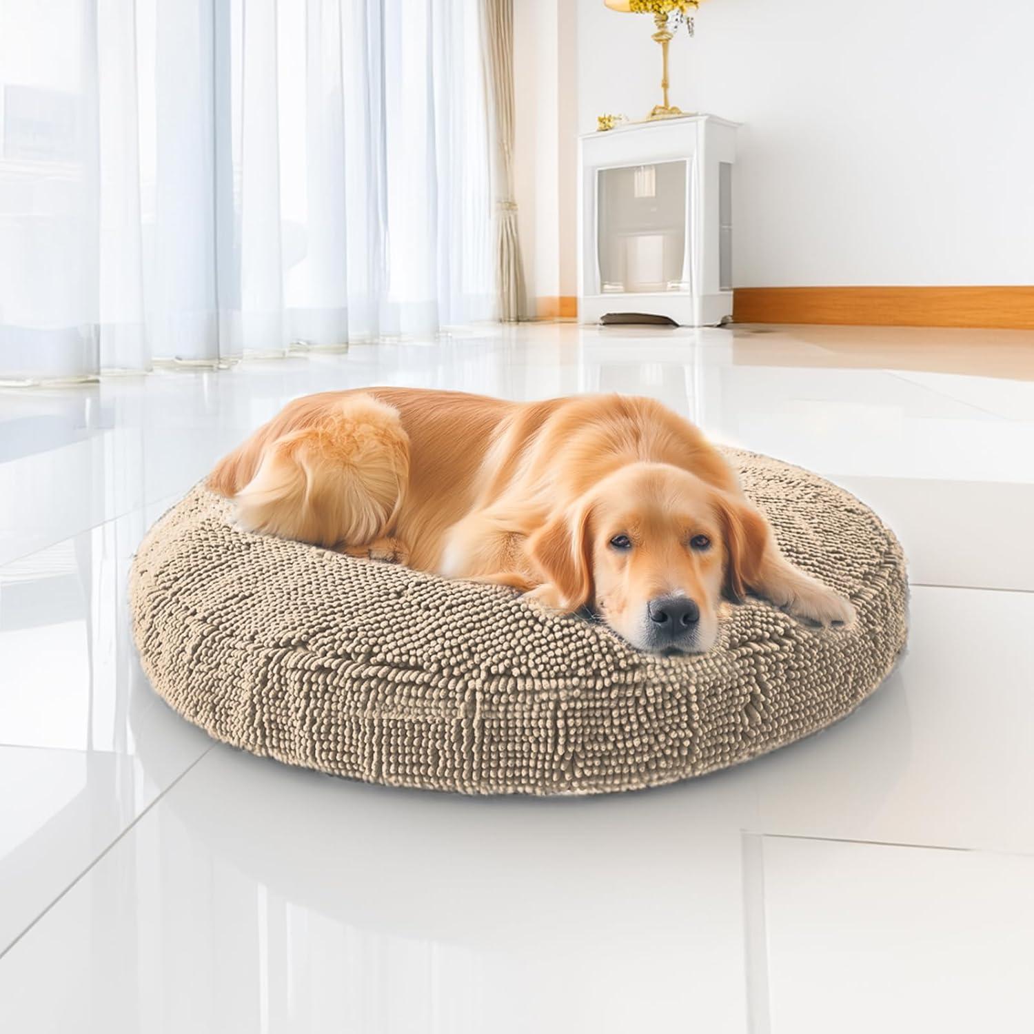 imageMuddy Mat Cloud K9 Bed for Dogs ampamp Cats Soft ampamp Relaxing Round Dog Bed Chenille Material Removable Cover Washable ampamp Dryer SafeGrey Large40x40Beige