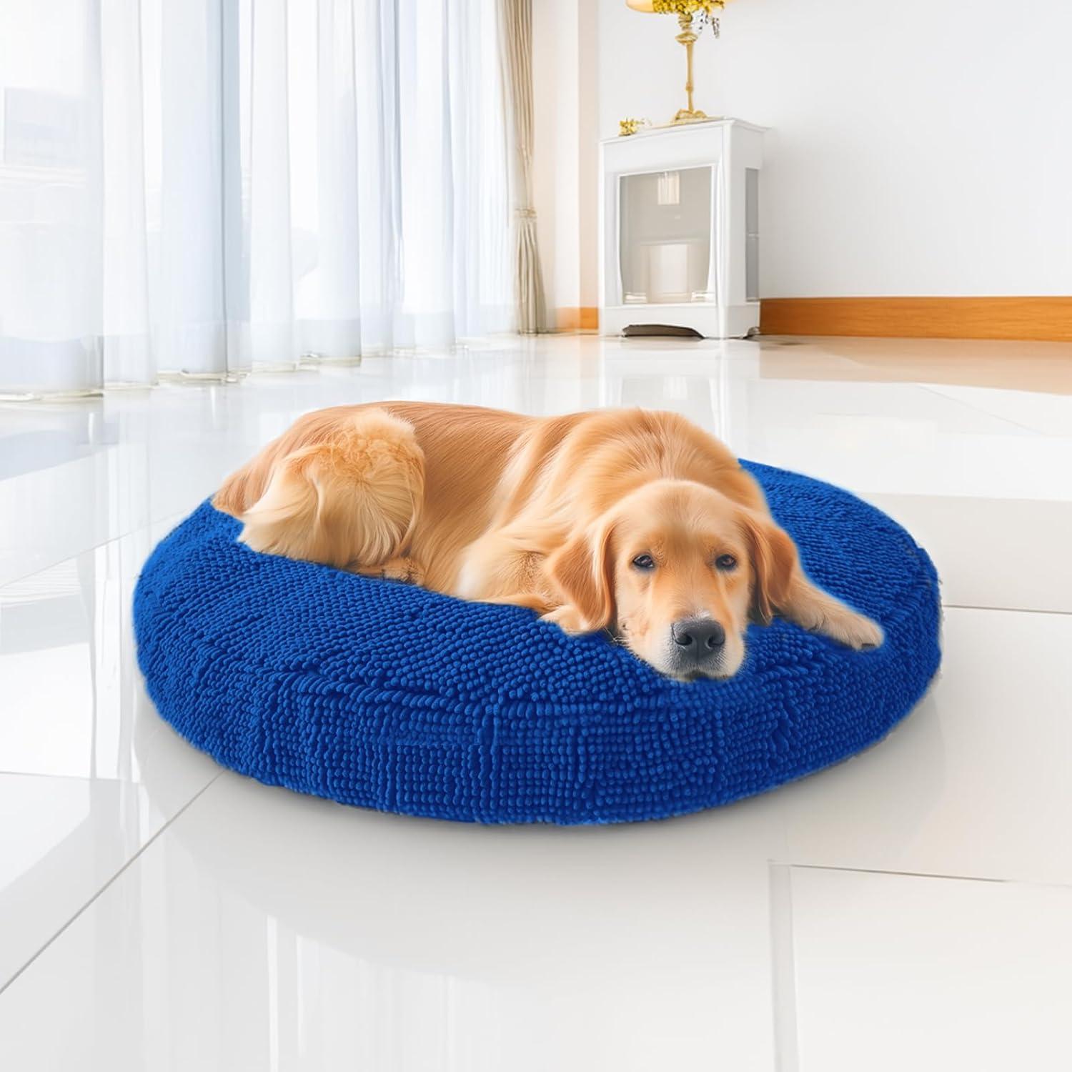 imageMuddy Mat Cloud K9 Bed for Dogs ampamp Cats Soft ampamp Relaxing Round Dog Bed Chenille Material Removable Cover Washable ampamp Dryer SafeGrey Large40x40Navy Blue
