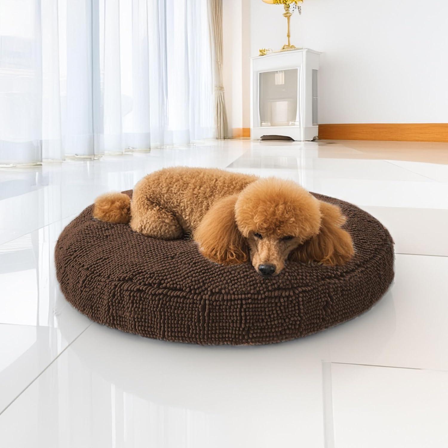 imageMuddy Mat Cloud K9 Bed for Dogs ampamp Cats Soft ampamp Relaxing Round Dog Bed Chenille Material Removable Cover Washable ampamp Dryer SafeGrey Large40x40Chocolate Brown