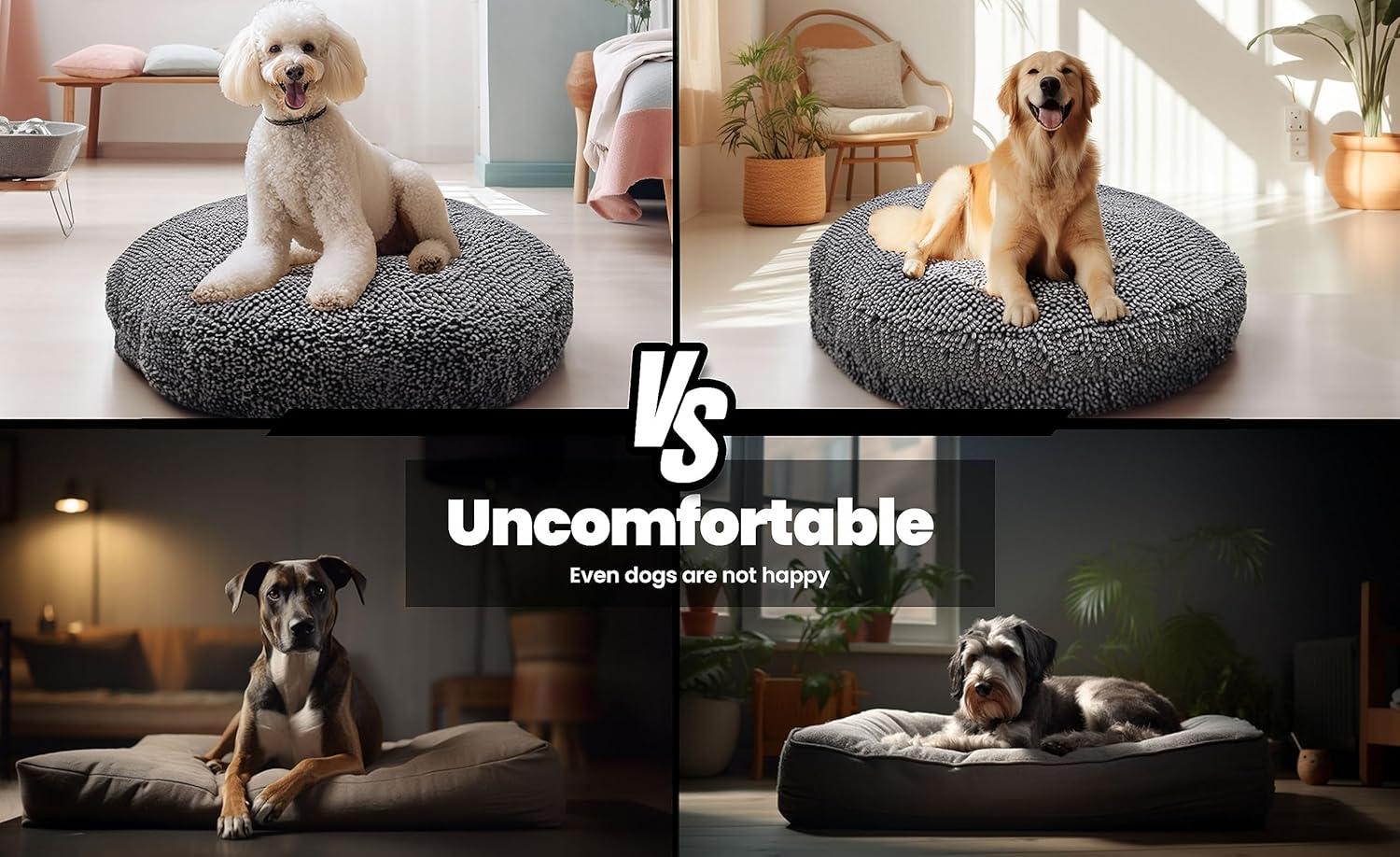 imageMuddy Mat Cloud K9 Bed for Dogs ampamp Cats Soft ampamp Relaxing Round Dog Bed Chenille Material Removable Cover Washable ampamp Dryer SafeGrey Large40x40Grey
