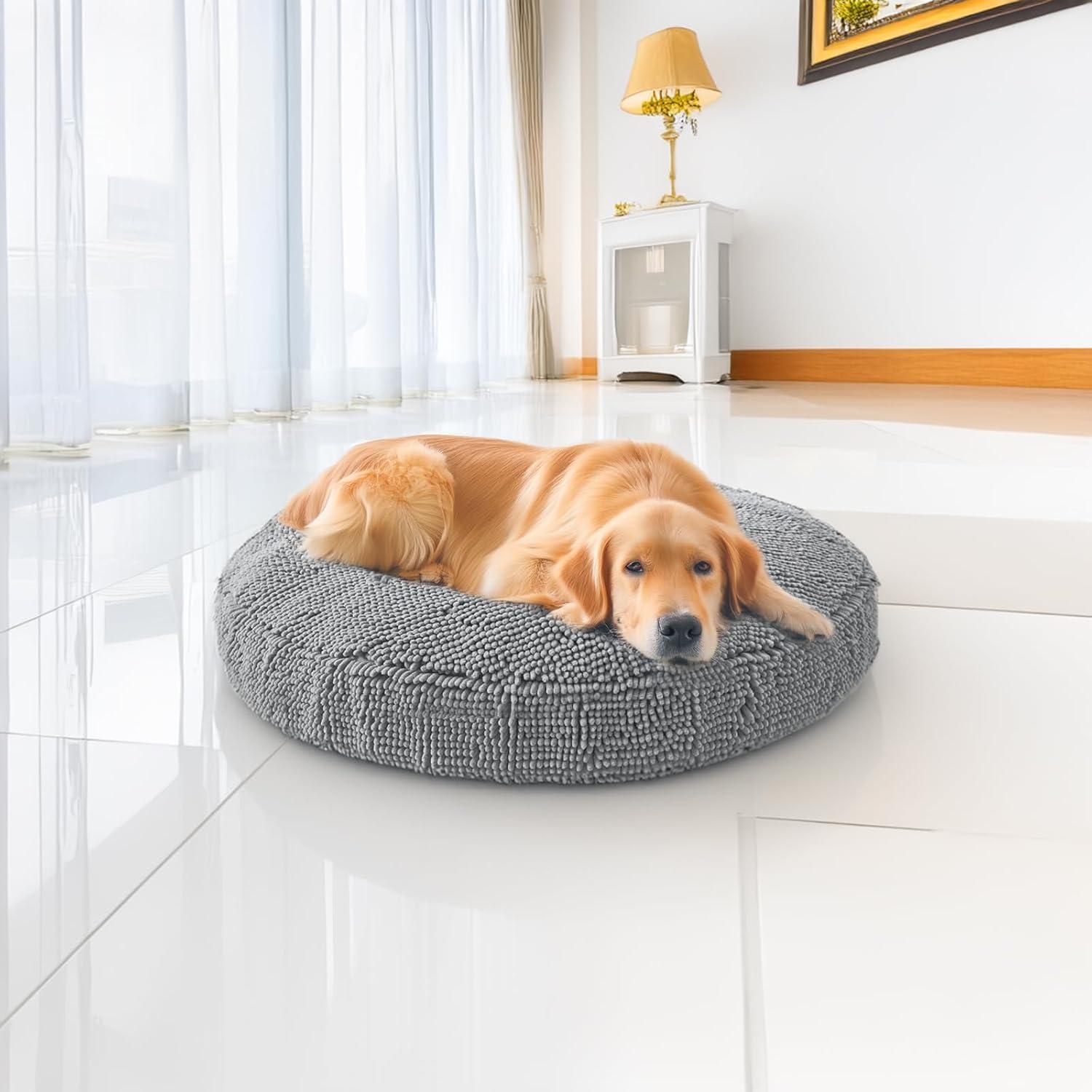 imageMuddy Mat Cloud K9 Bed for Dogs ampamp Cats Soft ampamp Relaxing Round Dog Bed Chenille Material Removable Cover Washable ampamp Dryer SafeGrey Large40x40Grey