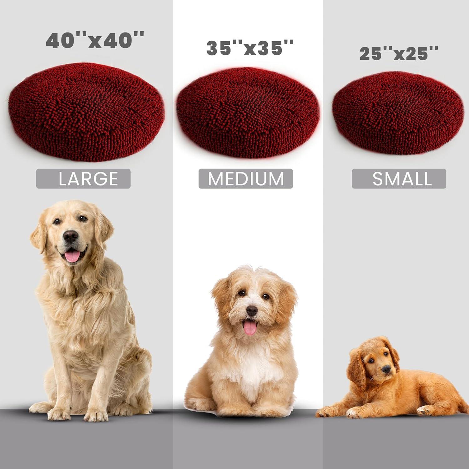 imageMuddy Mat Cloud K9 Bed for Dogs ampamp Cats Soft ampamp Relaxing Round Dog Bed Chenille Material Removable Cover Washable ampamp Dryer SafeGrey Large40x40Red