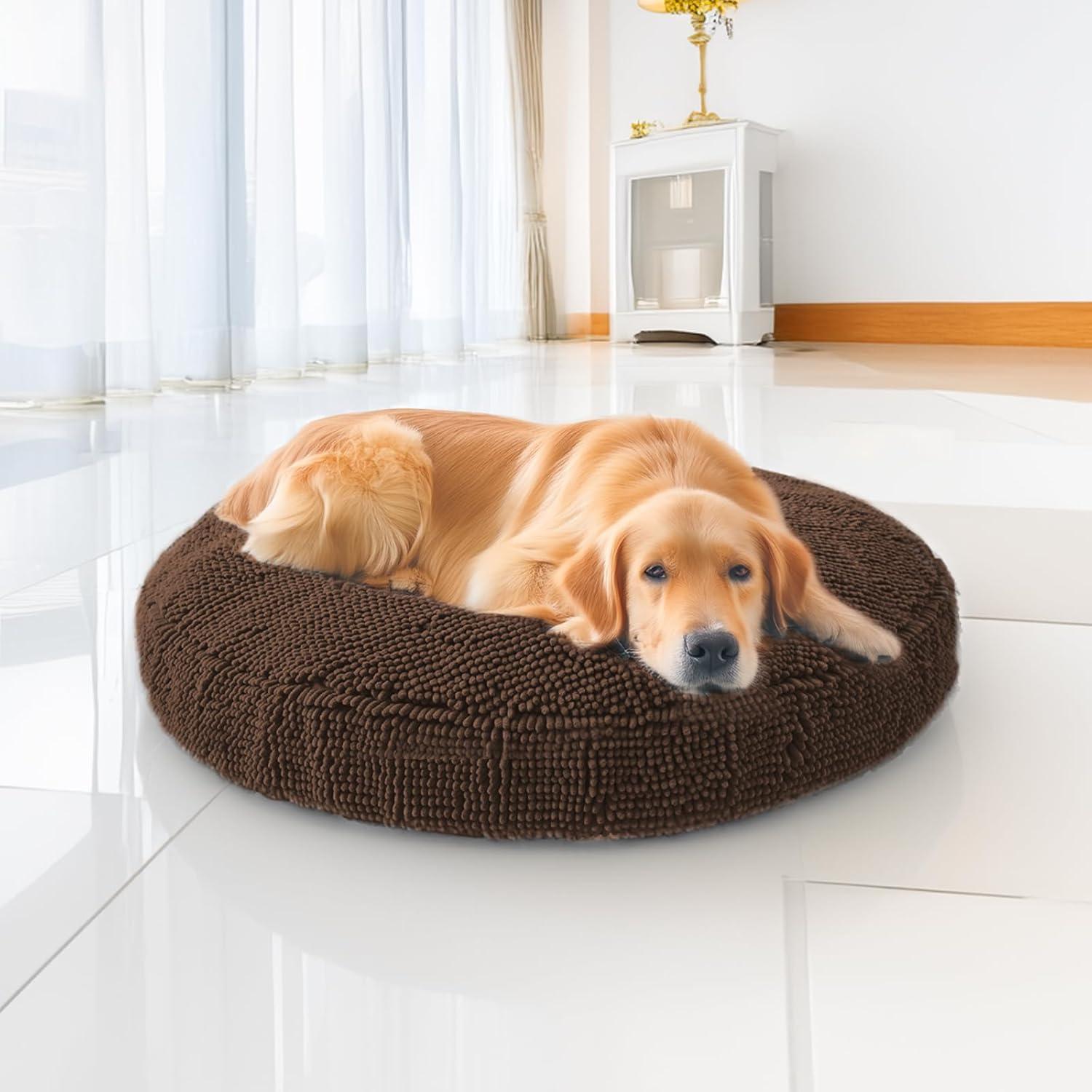 imageMuddy Mat Cloud K9 Bed for Dogs ampamp Cats Soft ampamp Relaxing Round Dog Bed Chenille Material Removable Cover Washable ampamp Dryer SafeGrey Large40x40Chocolate Brown