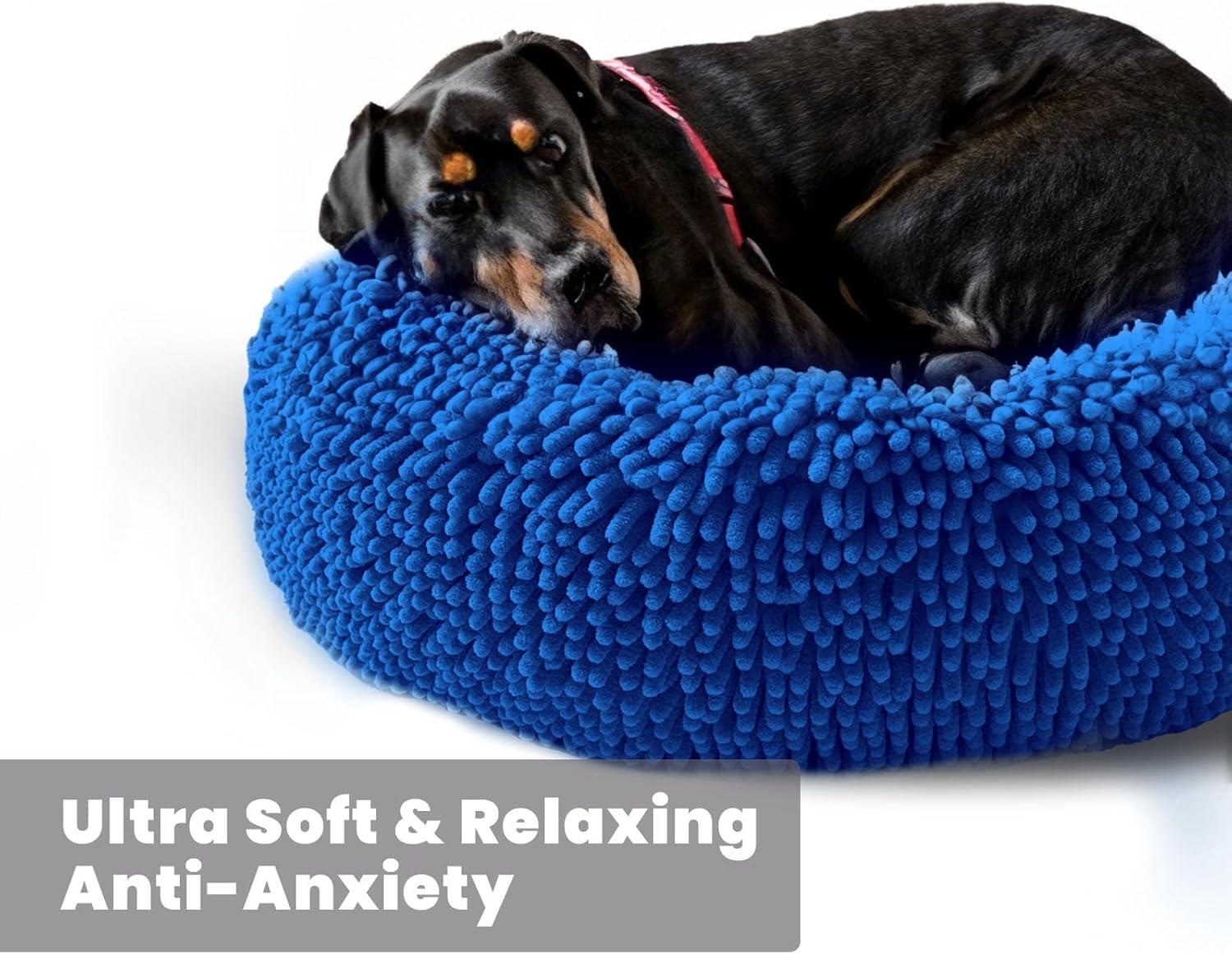 imageMuddy Mat Cloud K9 Bed for Dogs ampamp Cats Soft ampamp Relaxing Round Dog Bed Chenille Material Removable Cover Washable ampamp Dryer SafeGrey Large40x40Navy Blue