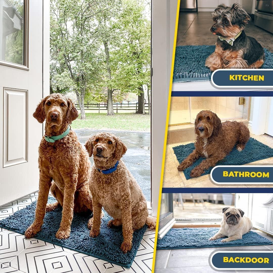 imageMuddy Mat Pack of 5 Absorbent Microfiber Door Mat and Pet Rug Non Slip Thick Washable Area and Bath Mat Soft Chenille for Kitchen Bathroom Bedroom Indoor and Outdoor Atlantic Blue Sizes S to XXL