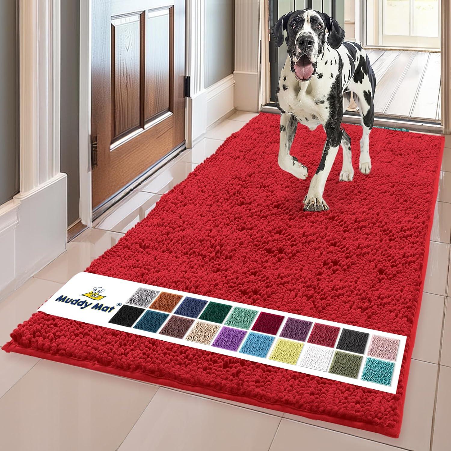 imageMuddy Mat Pack of 5 Highly Absorbent Microfiber Door Mat and Pet Rug Non Slip Thick Washable Area and Bath Mat Soft Chenille for Kitchen Bathroom Bedroom Indoor and Outdoor Sizes S to XXL