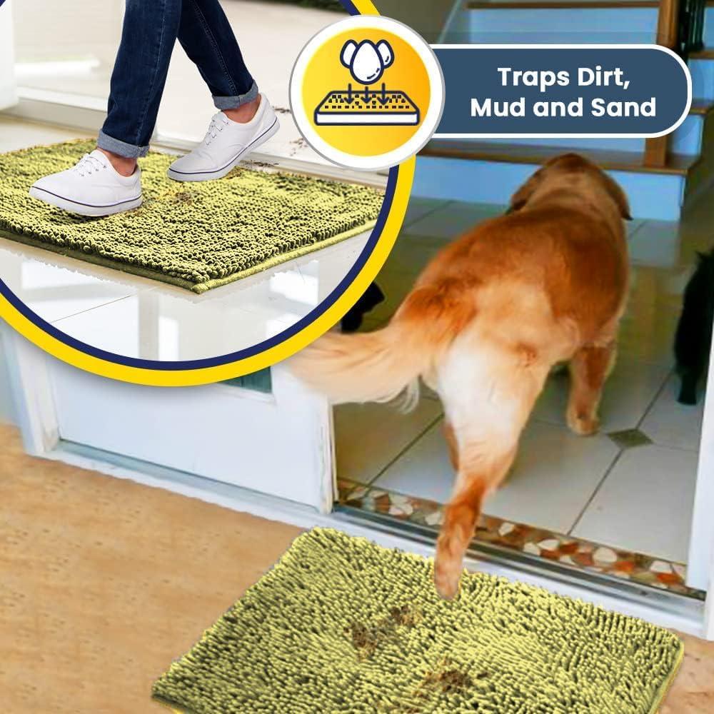 imageMuddy Mat Pack of 5 Highly Absorbent Microfiber Door Mat and Pet Rug Non Slip Thick Washable Area and Bath Mat Soft Chenille for Kitchen Bathroom Bedroom Indoor and Outdoor Yellow Sizes S to XXL
