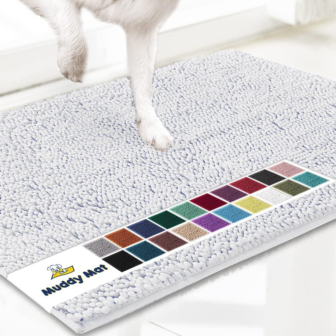 imageMuddy Mat Pack of 5 Highly Absorbent Microfiber Door Mat and Pet Rug Non Slip Thick Washable Area and Bath Mat Soft Chenille for Kitchen Bathroom Bedroom Indoor and Outdoor White Sizes S to XXL