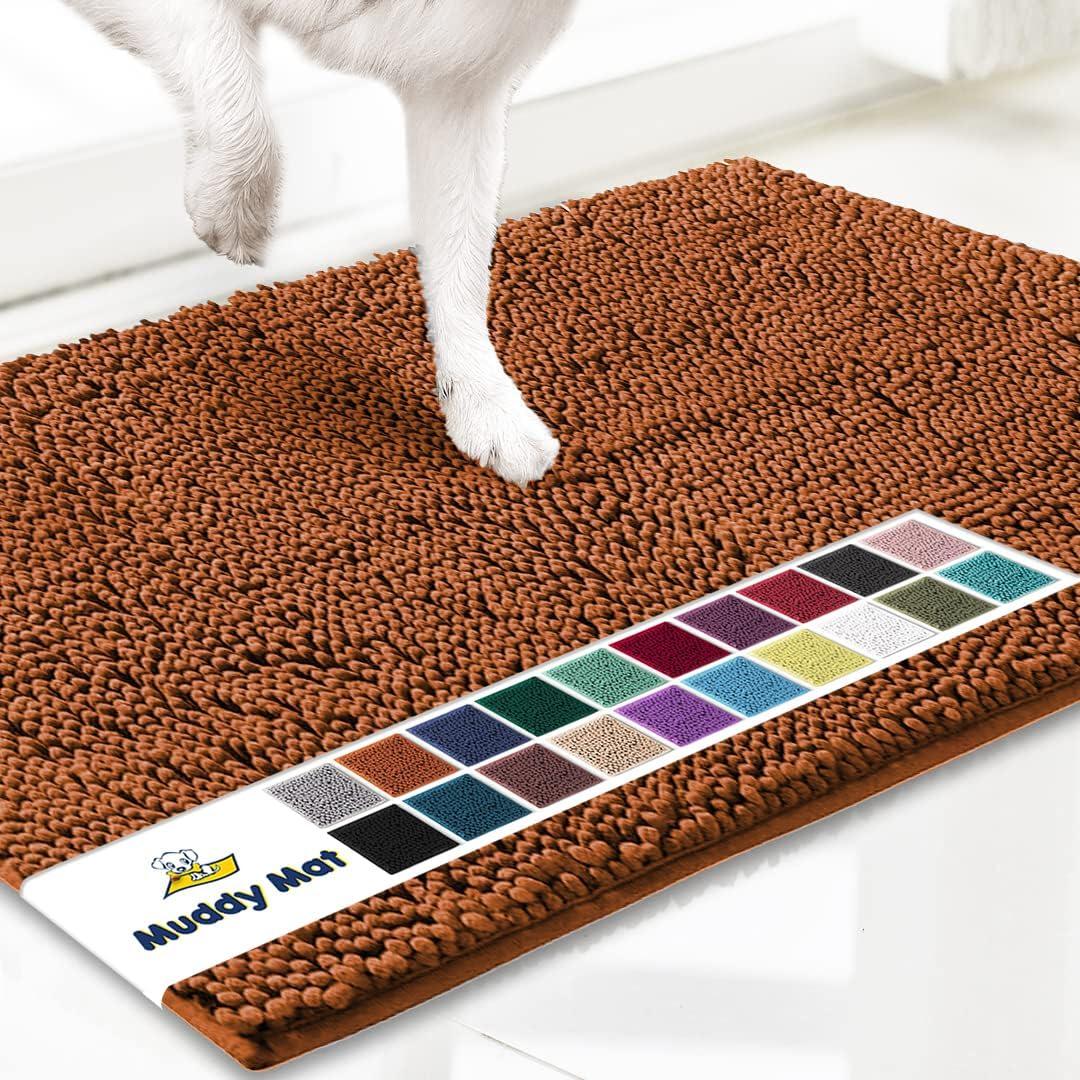 imageMuddy Mat Pack of 5 Highly Absorbent Microfiber Door Mat and Pet Rug Non Slip Thick Washable Area and Bath Mat Soft Chenille for Kitchen Bathroom Bedroom Indoor and Outdoor Orange Sizes S to XXL