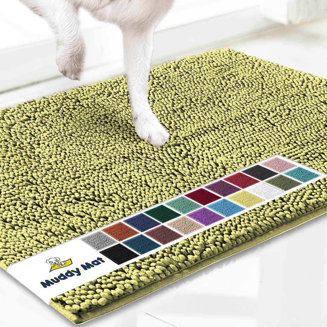 imageMuddy Mat Pack of 5 Highly Absorbent Microfiber Door Mat and Pet Rug Non Slip Thick Washable Area and Bath Mat Soft Chenille for Kitchen Bathroom Bedroom Indoor and Outdoor Yellow Sizes S to XXL