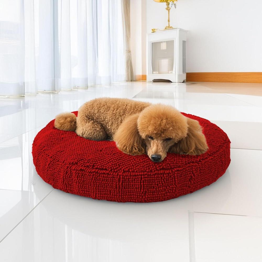 imageMuddy Mat Cloud K9 Bed for Dogs ampamp Cats Soft ampamp Relaxing Round Dog Bed Chenille Material Removable Cover Washable ampamp Dryer SafeGrey Large40x40Red