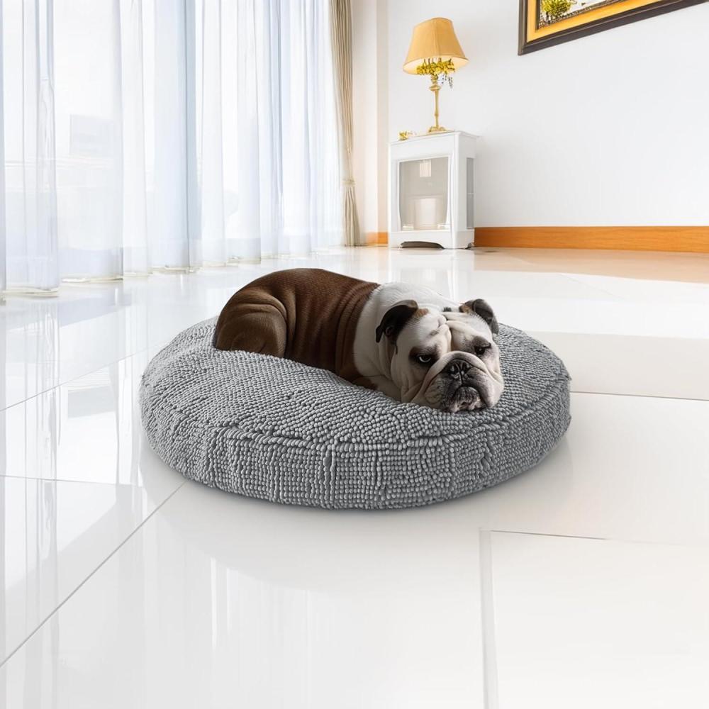imageMuddy Mat Cloud K9 Bed for Dogs ampamp Cats Soft ampamp Relaxing Round Dog Bed Chenille Material Removable Cover Washable ampamp Dryer SafeGrey Large40x40Grey