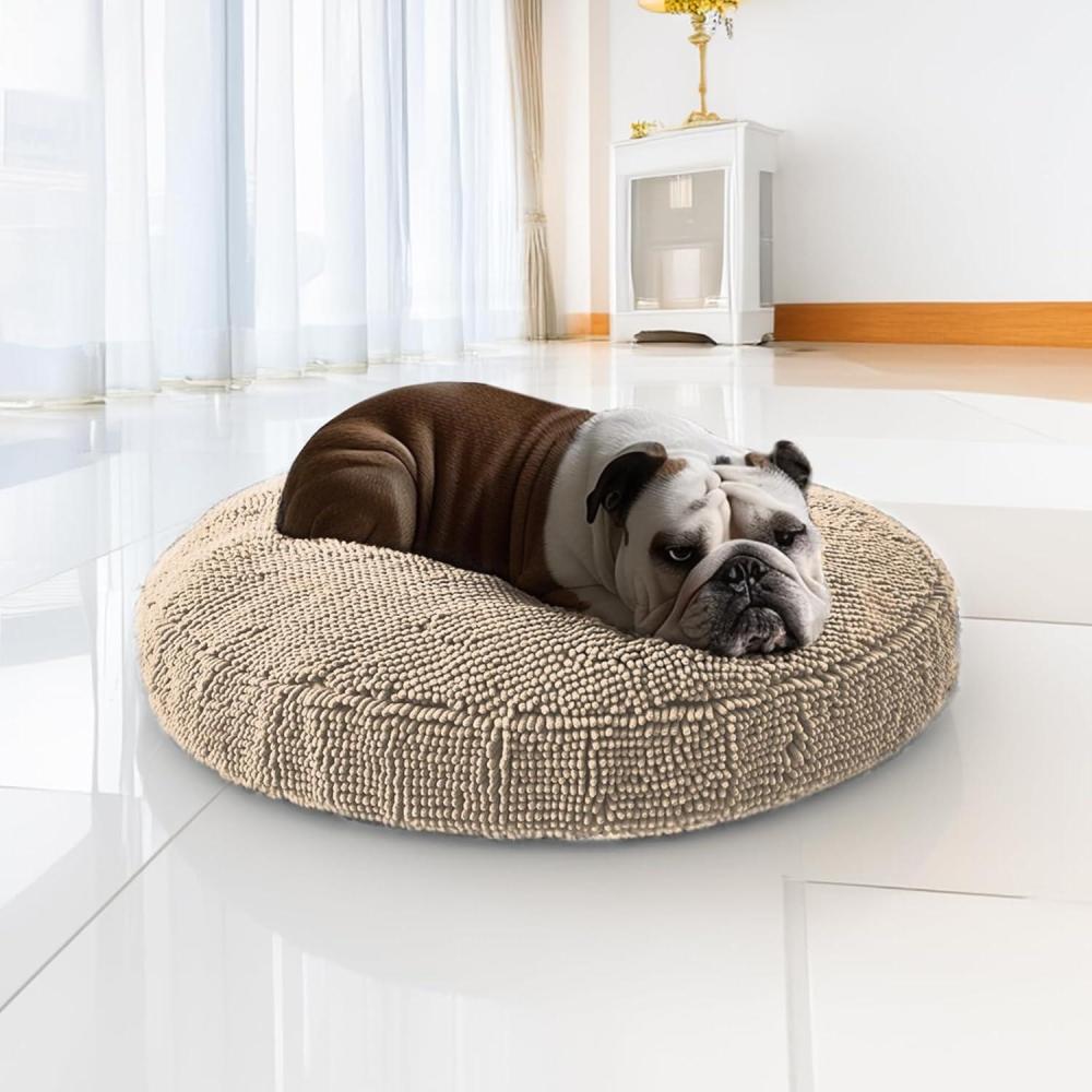 imageMuddy Mat Cloud K9 Bed for Dogs ampamp Cats Soft ampamp Relaxing Round Dog Bed Chenille Material Removable Cover Washable ampamp Dryer SafeGrey Large40x40Beige