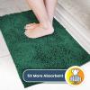 Muddy Mat® Pack of 5 Absorbent Microfiber Door Mat and Pet Rug Non Slip Thick Washable Area and Bath Mat Soft Chenille for Kitchen Bathroom Bedroom Indoor and Outdoor – Dark Green (Sizes S to XXL)