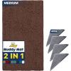 Muddy Mat 2 in 1 Bundle – Absorbent Microfiber Door Mat Brown Medium (30″X19″) & Rug Heavy Duty Non-Slip Corner Pad (Pack of 4) -Double-Sided Adhesive Pad for Corners -Ultimate Floor Protection Combo