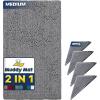 Muddy Mat 2 in 1 Bundle – Absorbent Microfiber Door Mat Grey Medium (30″X19″) & Rug Heavy Duty Non-Slip Corner Pad (Pack of 4) -Double-Sided Adhesive Pad for Corners – Ultimate Floor Protection Combo