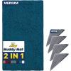 Muddy Mat 2 in 1 Bundle-Absorbent Microfiber Door Mat Atlantic Blue Medium (30″X19″) & Rug Heavy Duty Non-Slip Pads (Pack of 4)-Double-Sided Adhesive Pad for Corners-Ultimate Floor Protection Combo