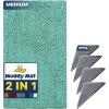 Muddy Mat 2 in 1 Bundle-Absorbent Microfiber Door Mat Seafoam Green Medium (30″X19″) & Rug Heavy Duty Non-Slip Pads (Pack of 4)-Double-Sided Adhesive Pad for Corners-Ultimate Floor Protection Combo