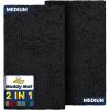 Muddy Mat® 2-Piece Atlantic Blue Medium 30″X19″ AS-SEEN-ON-TV Highly Absorbent Microfiber Door Mat, Bath Mat and Pet Rug, Non Slip Thick Washable, Soft Chenille for Kitchen Bedroom Indoor and Outdoor(Black)