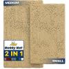 Muddy Mat® 2-Piece Set AS-SEEN-ON-TV Highly Absorbent Microfiber Door Mat and Pet Rug, Non Slip Thick Washable Area Mat Soft Chenille for Kitchen Bathroom Bedroom and Outdoor – Grey Small & Medium