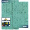 Muddy Mat 2-Piece Set Highly Absorbent Microfiber Dog Door Mat and Pet Rug, Non Slip Thick Washable Area Mat Soft Chenille for Kitchen Bathroom Bedroom and Outdoor- Seafoam Green Small & Medium