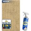 Muddy Mat 2-in-1 Set Beige Medium (30″X19″) Microfiber Non-Slip, Washable & Highly Absorbent Chenille Dog Door Mat with Wizz Stain & Odor Remover-Ultimate Pet Cleanup Combo for Fresh & Clean HOM