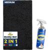 Muddy Mat 2-in-1 Set Black Medium (30″X19″) Microfiber Non-Slip, Washable & Highly Absorbent Chenille Dog Door Mat with Wizz Stain & Odor Remover-Ultimate Pet Cleanup Combo for Fresh & Clean Homes