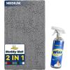 Muddy Mat 2-in-1 Set Grey Medium (30″X19″) Microfiber Non-Slip, Washable & Highly Absorbent Chenille Dog Door Mat with Wizz Stain & Odor Remover-Ultimate Pet Cleanup Combo for Fresh & Clean Homes
