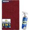 Muddy Mat 2-in-1 Set Red Medium (30″X19″) Microfiber Non-Slip, Washable & Highly Absorbent Chenille Dog Door Mat with Wizz Stain & Odor Remover-Ultimate Pet Cleanup Combo for Fresh & Clean Homes